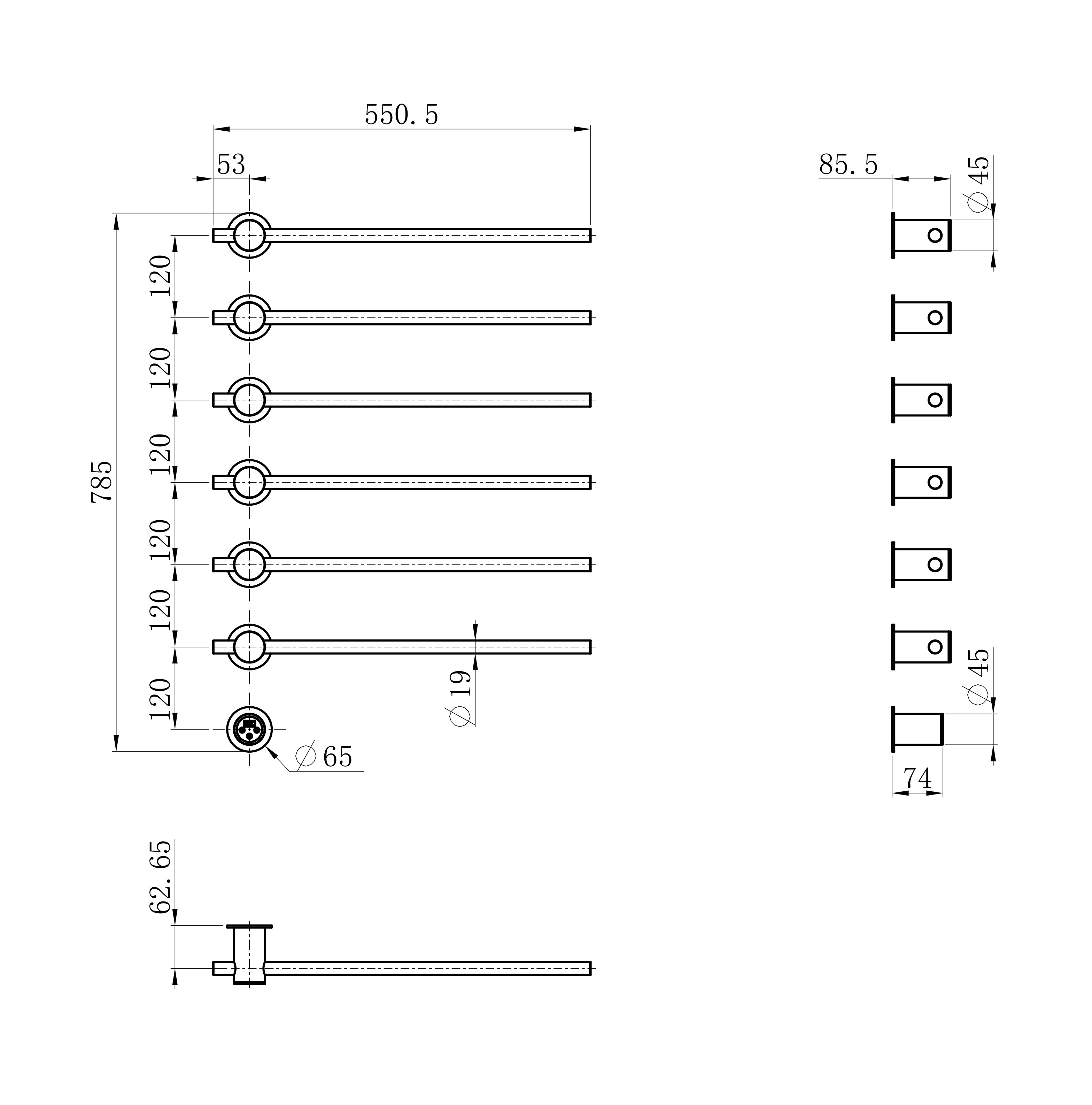 Полотенцесушитель электрический встраиваемый WONZON & WOGHAND BADEN, Темный графит (WW-AL366-GM) - Gidratop.ru изображение