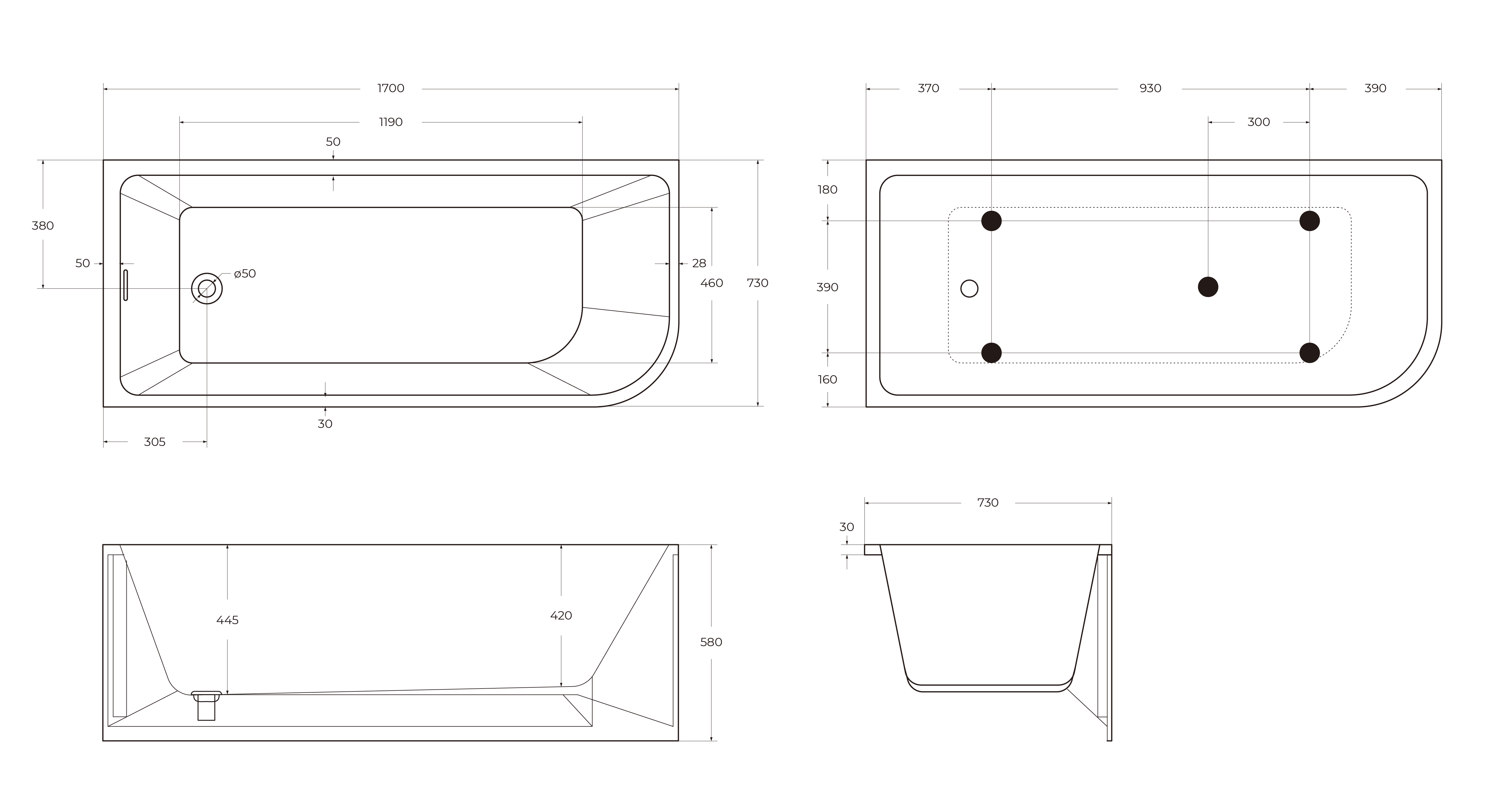 Акриловая ванна BELBAGNO BB712-1700-730-L - Gidratop.ru изображение