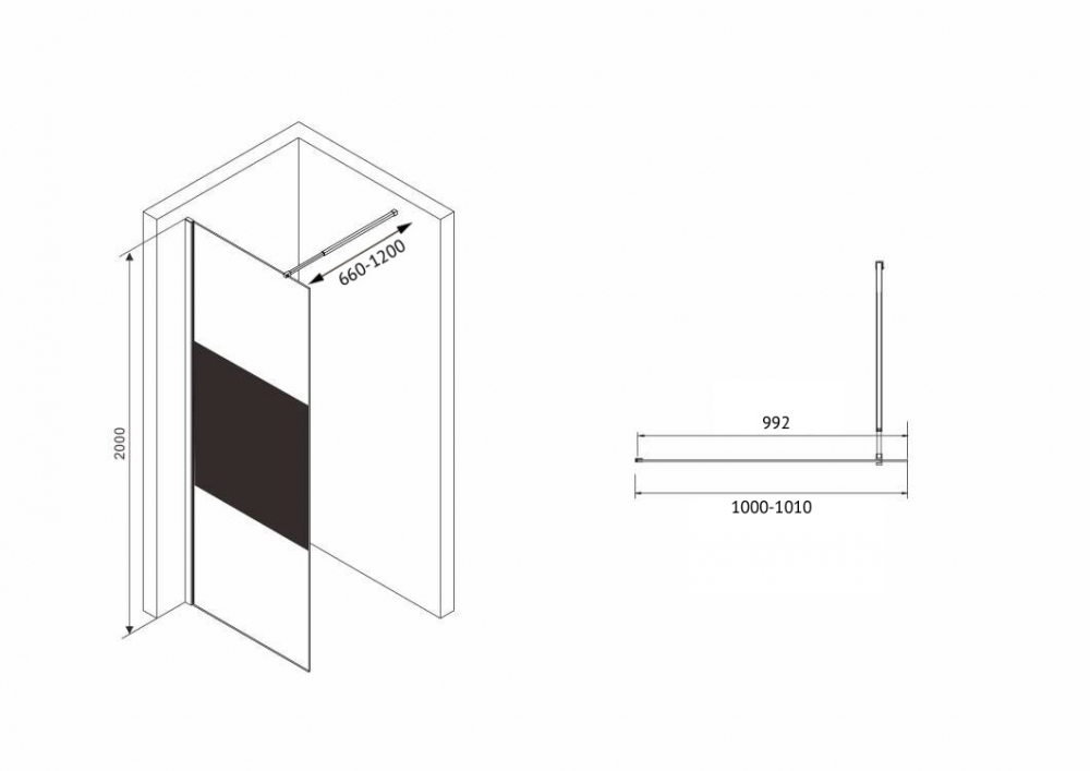 Душевая перегородка ABBER Immer Offen AG69100BT - Gidratop.ru изображение