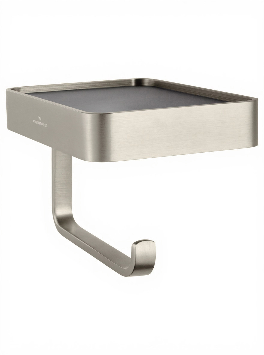 Держатель для туалетной бумаги с полкой WONZON & WOGHAND GRAFFITY, Брашированный никель (9366-BN) - Gidratop.ru изображение