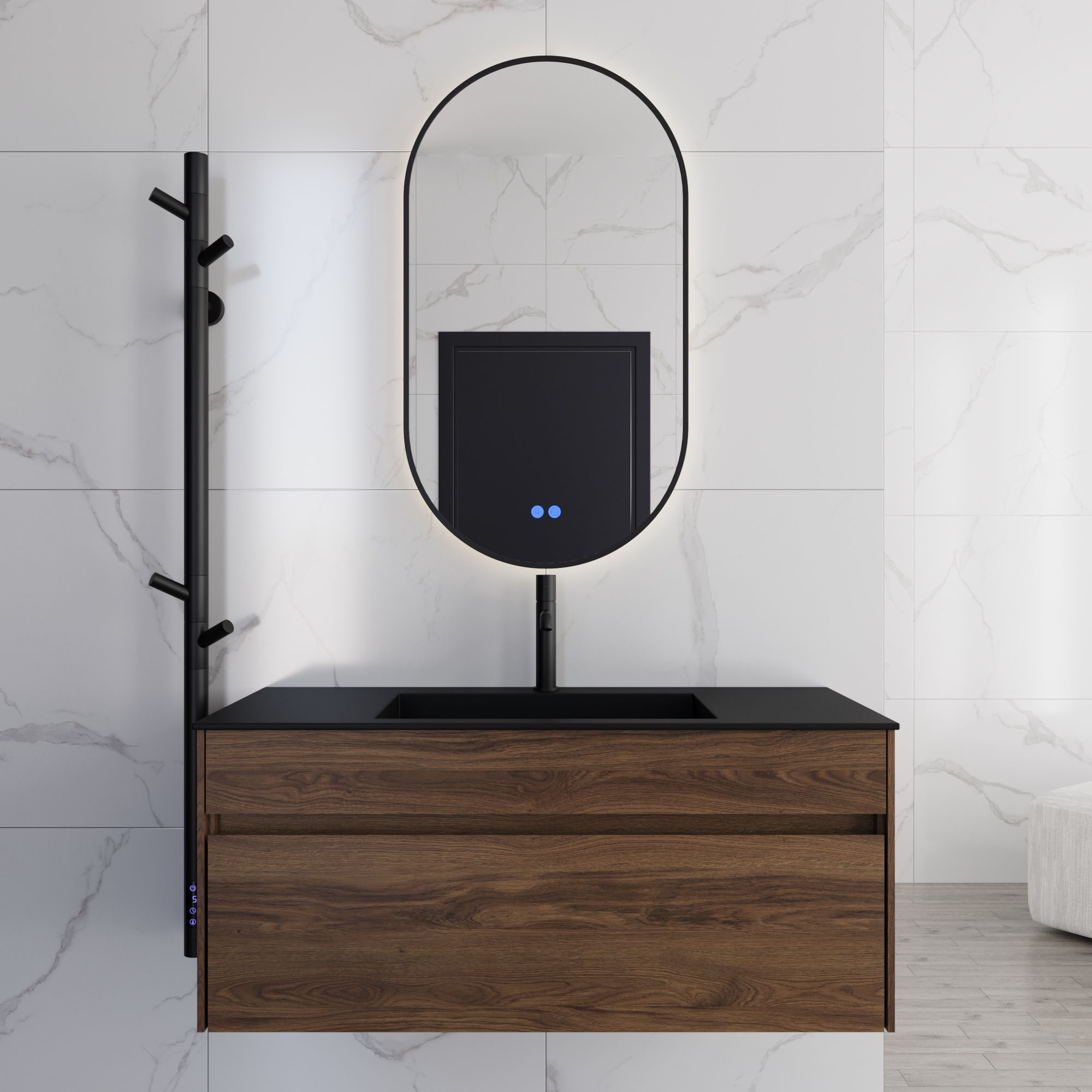 База под раковину Chiara 1000 подвесная, 1 выкатной ящик soft-close, C.Oak - Gidratop.ru изображение