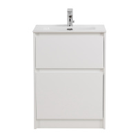 KRAFT 39 База под раковину напольная с фрезерованными ручками по всей длине фасада с двумя выкатными ящиками, Bianco Opaco, 505х390x840, KRAFT39-500/390-2C-PIA-BO - Gidratop.ru изображение