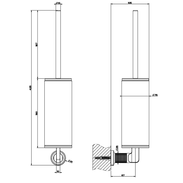 GESSI INCISO ершик настенный, цвет: finox - Gidratop.ru изображение