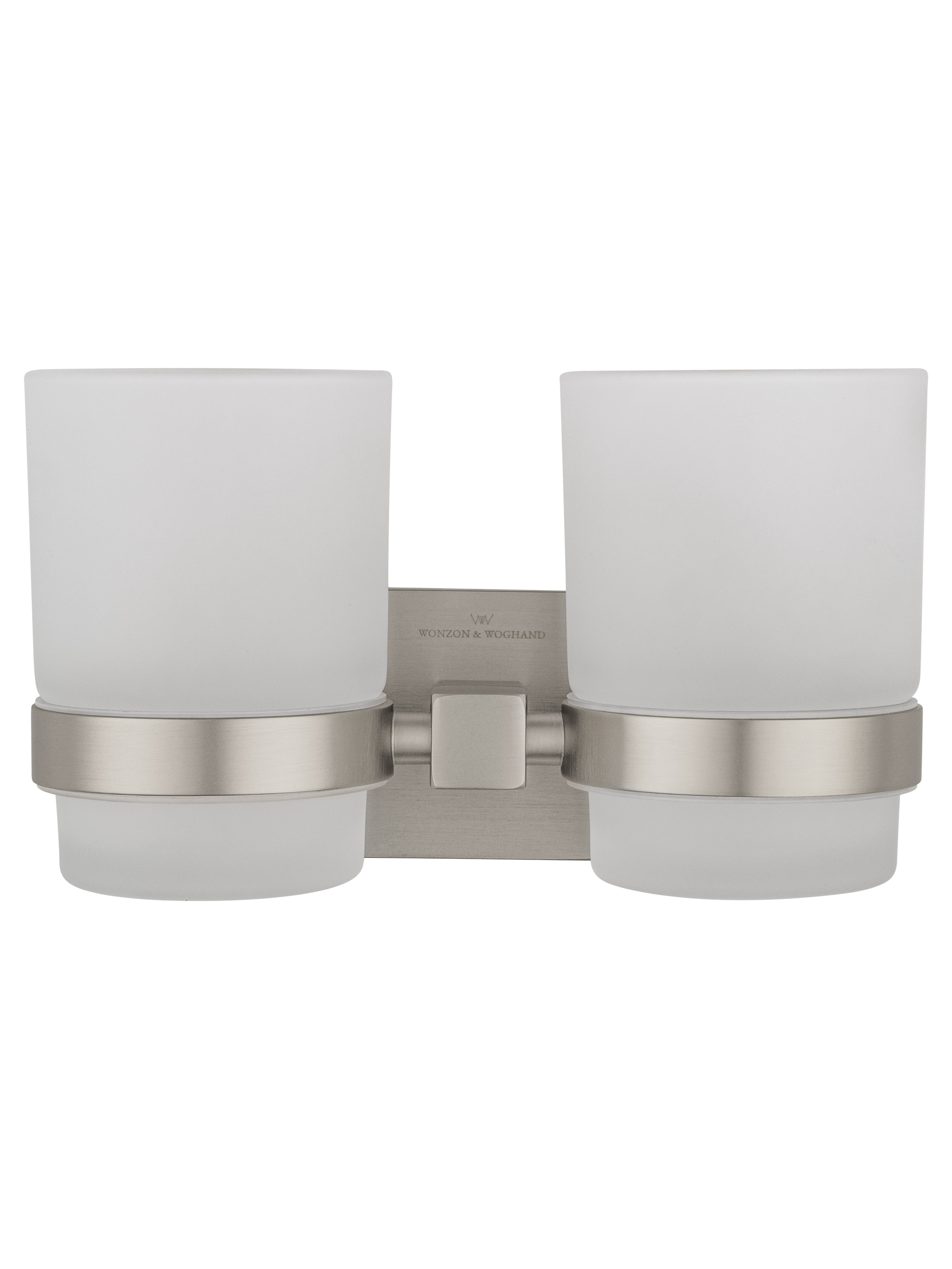 Два стакана для зубных щеток с держателем WONZON & WOGHAND POLO, Брашированный никель (WW-8928-BN) - Gidratop.ru изображение