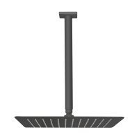 CZR-B-TDDQ-30/30-NOP Верхний душ квадратный, 30x30 см, с потолочным изливом 30 см, нержавеющая сталь, Чёрный матовый - Gidratop.ru изображение