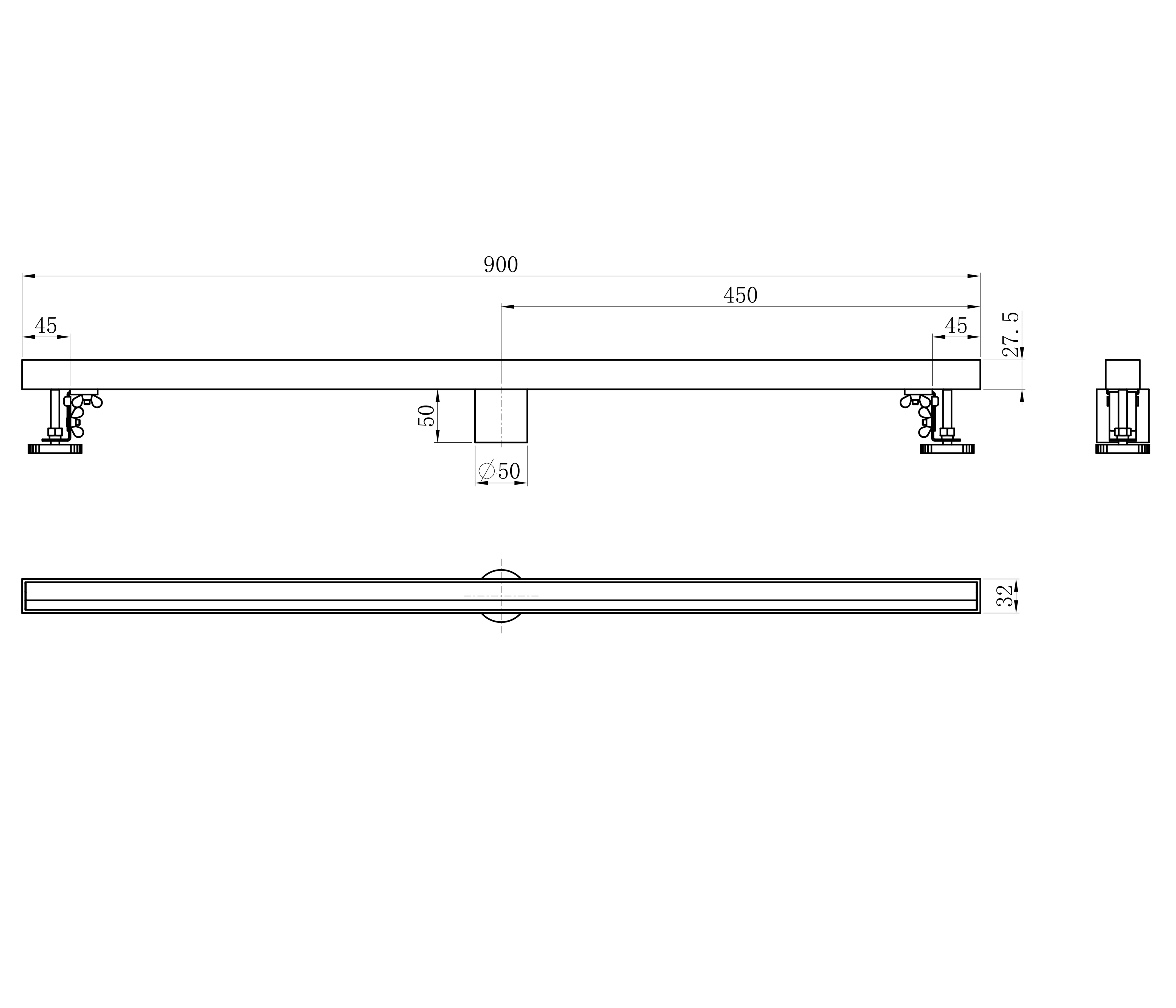 Душевой трап 90 см WONZON & WOGHAND, Брашированный никель (WW-65409M-BR) - Gidratop.ru изображение