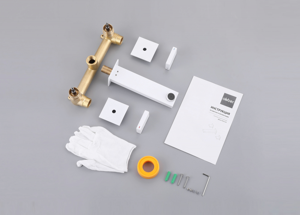 Смеситель ABBER Daheim AF82122W для раковины скрытого монтажа, белый матовый - Gidratop.ru изображение