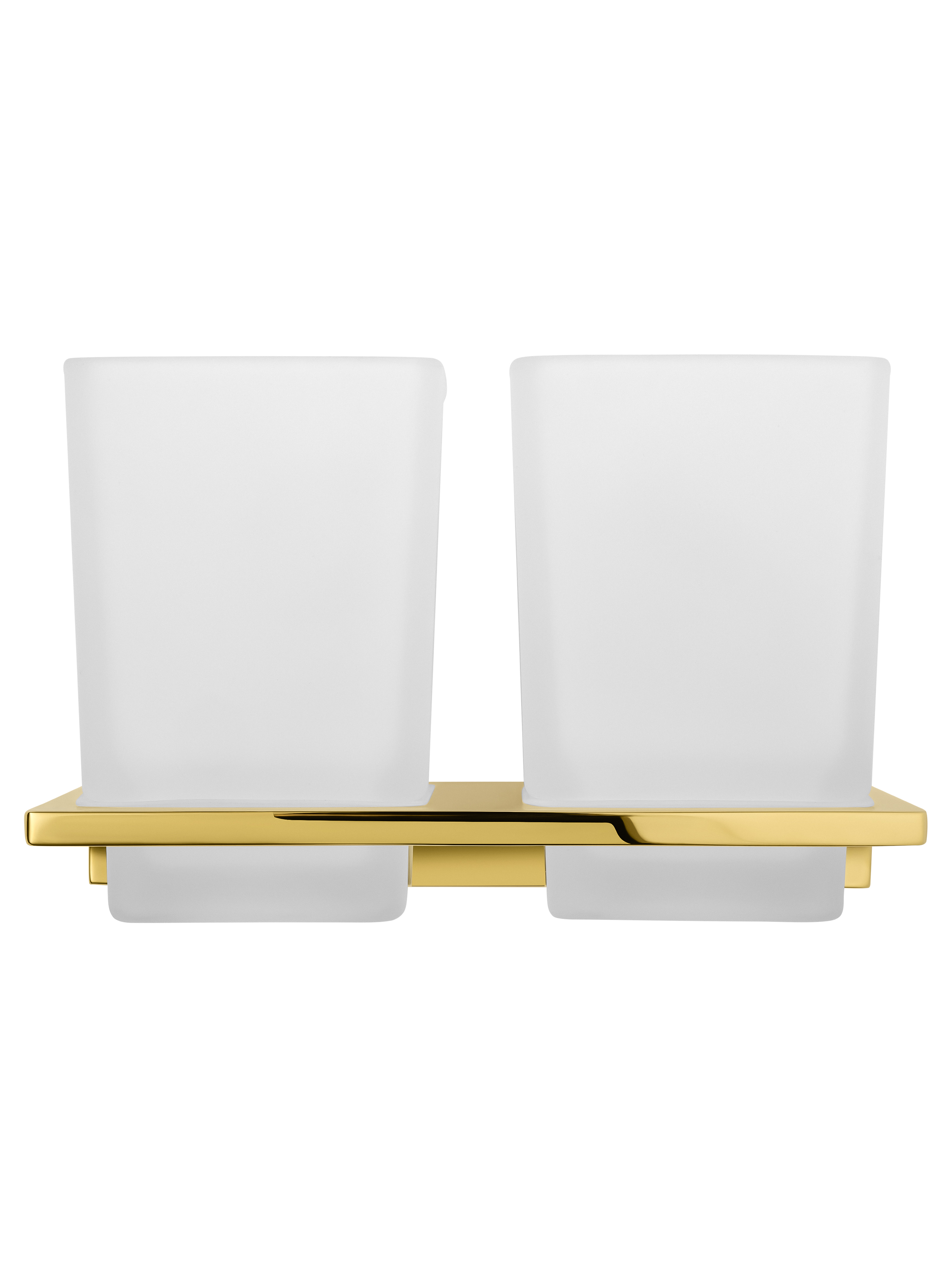 Два стакана для зубных щеток с держателем WONZON & WOGHAND ECLIPSE, Глянцевое золото (WW-9128-LG) - Gidratop.ru изображение