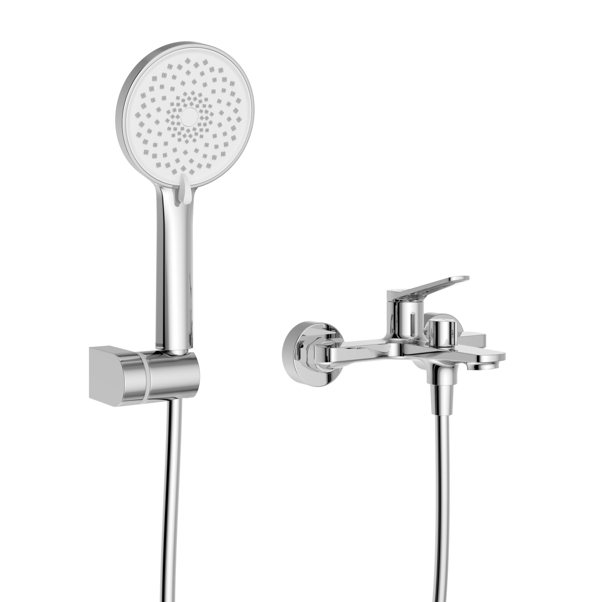 UNIQUE Смеситель для ванны и душа в комплекте с ручным душем, шлангом и держателем, хром UNIQUE-VASM-CRM - Gidratop.ru изображение