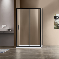 Душевой уголок Garda VSR-1G1014CLB, 1400*1000, черный, стекло прозрачное - Gidratop.ru изображение