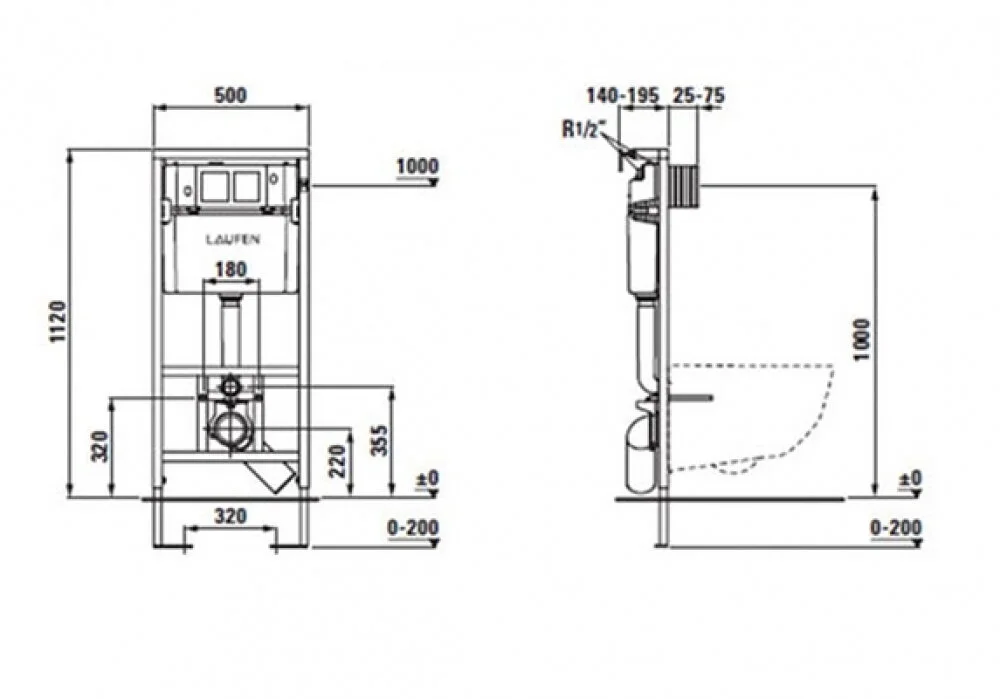 Инсталляция с бачком Laufen Installation System 8.9466.1.000.000.1 для подвесного унитаза - Gidratop.ru изображение