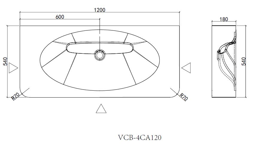 Раковина Caprise VCB-4CA120MWG, Corian, цвет белый матовый + серый матовый - Gidratop.ru изображение