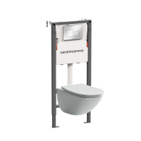 Комплект Подвесной унитаз MONO Rimless + Система инсталляции Balance кнопка Square, хром глянцевый - Gidratop.ru изображение