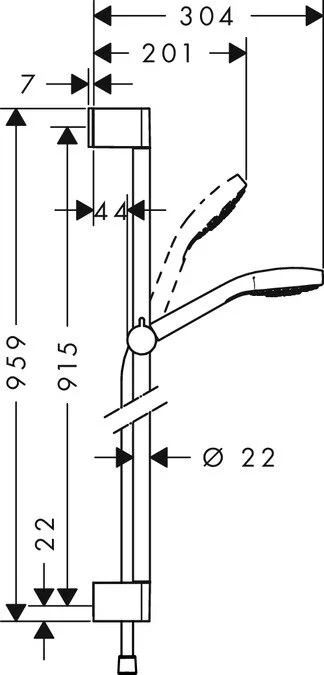 Душевой гарнитур Hansgrohe Select E 1j Uni 26595400, корпус хром, лицевая часть белая, 1 режим струи - Gidratop.ru изображение