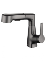 Смеситель для раковины с выдвижным изливом WONZON & WOGHAND, Темный графит (WW-121B108-BGG) - Gidratop.ru изображение