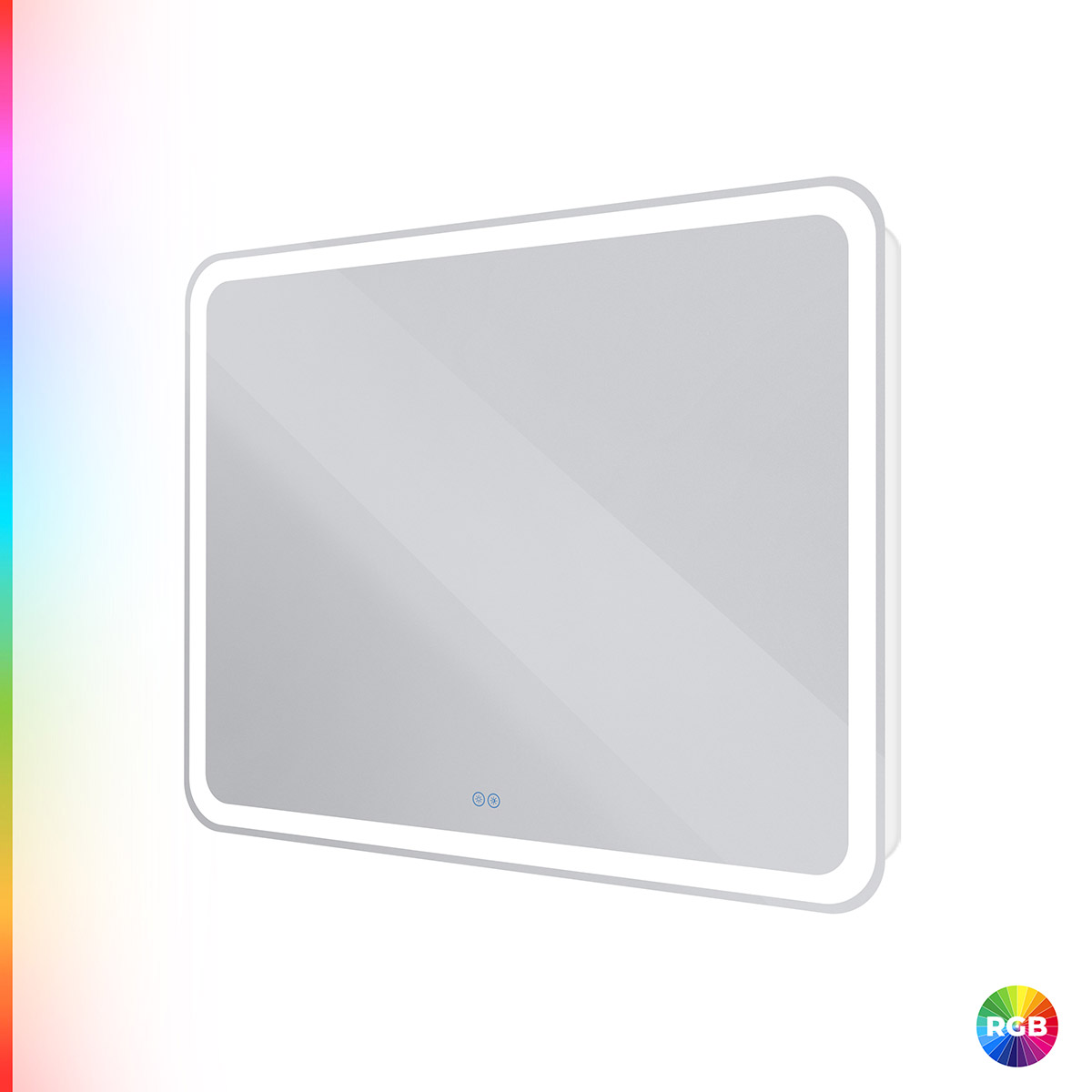 MULTICOLORE Зеркало со встроенной разноцветной подсветкой RGB и сенсорным выключателем CZR-SPC-MC-1000-800-RGB-TCH, 12V, 220-240V, 1000x800x30 - Gidratop.ru изображение