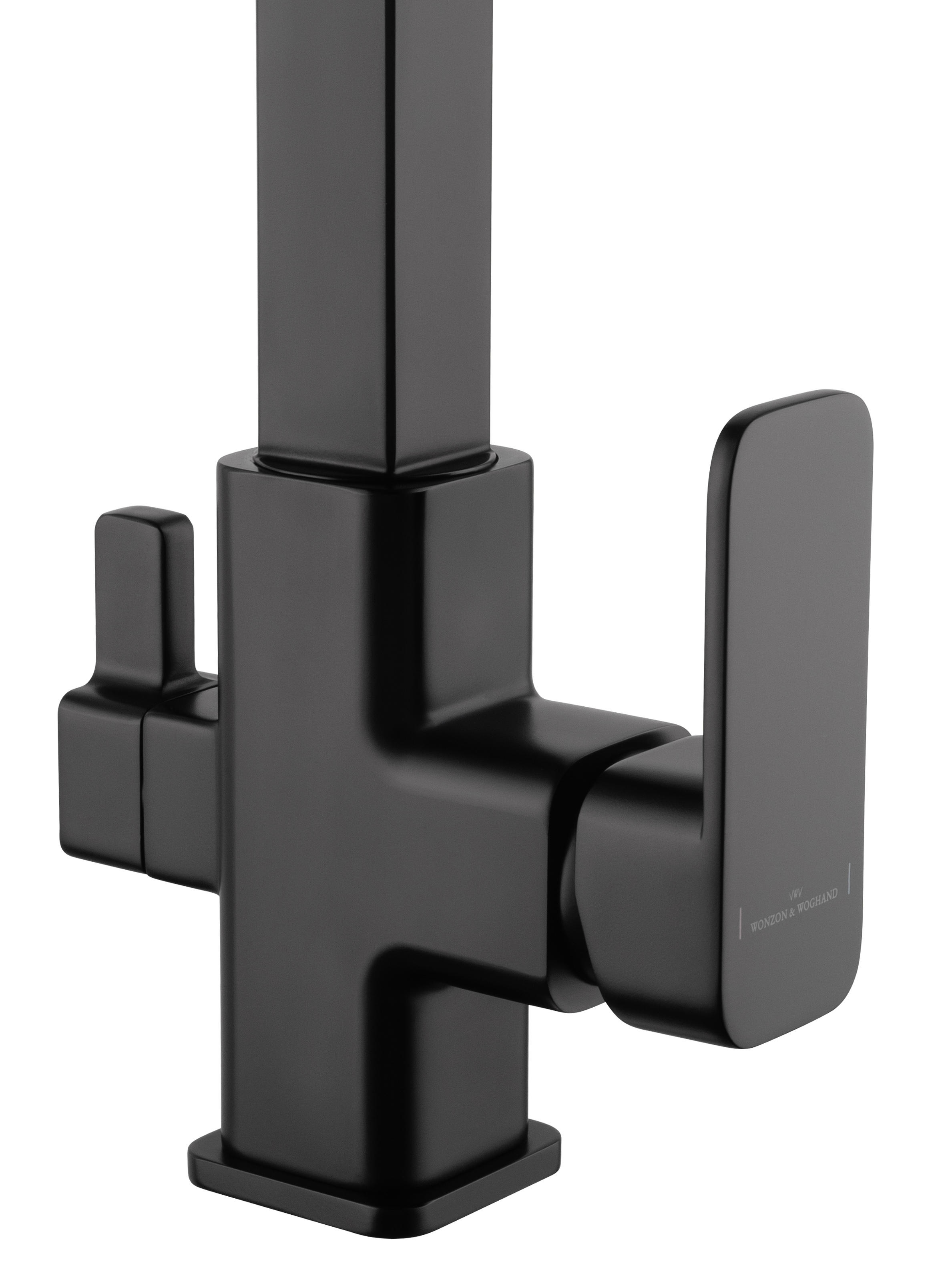 Смеситель для кухни с гибким изливом и подключением фильтра WONZON & WOGHAND, Черный матовый (WW-88458012-MB) - Gidratop.ru изображение