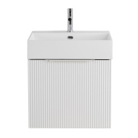 PREMIUM Тумба подвесная под раковину с выдвижным ящиком и внутренним ящиком, 55431 Plisse Bianco opaco, 50x44x43 - Gidratop.ru изображение