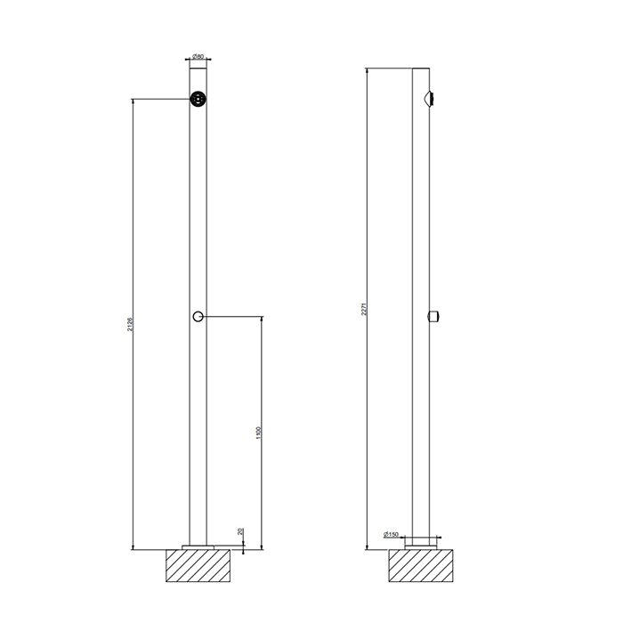 GESSI Origini внешние части для уличной душевой стойки на 1 выход, Доукомплектовать арт. 66211 и душевой головкой , цвет Steel Brushed - Gidratop.ru изображение