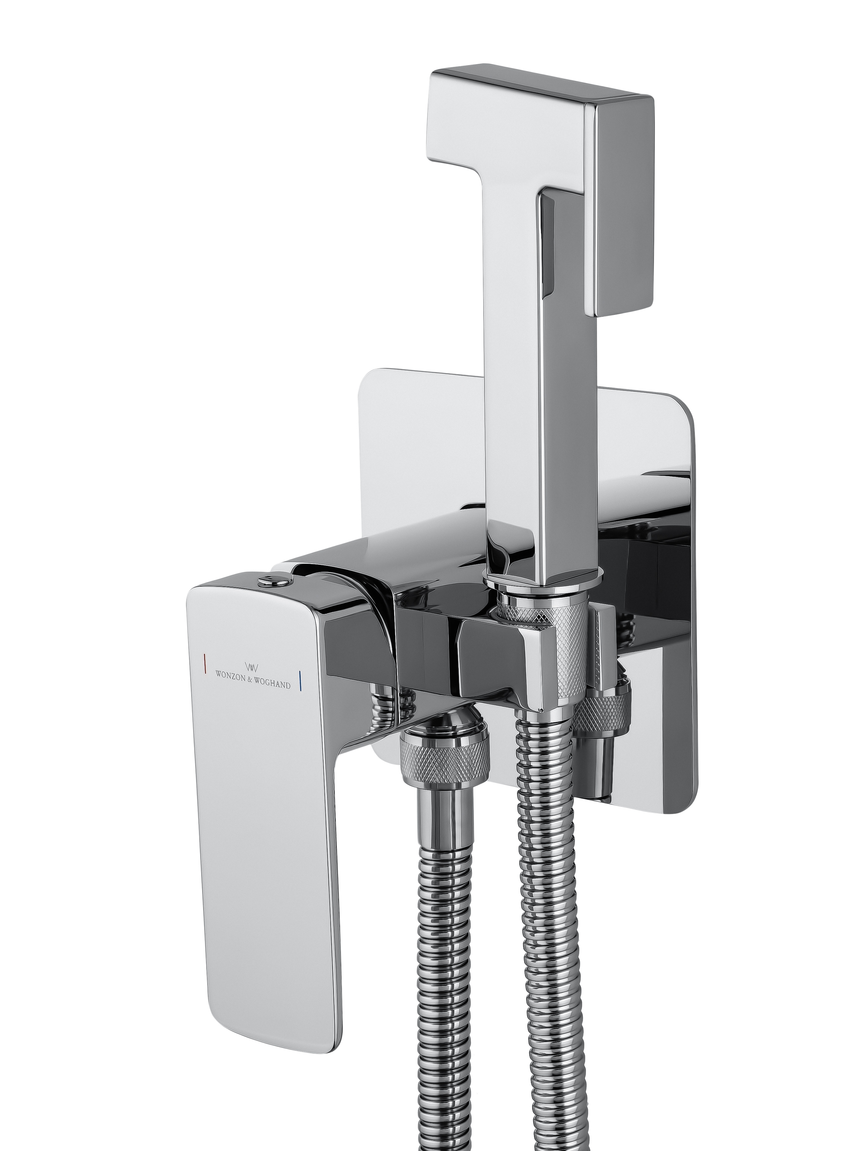 Смеситель с гигиеническим душем встраиваемый WONZON & WOGHAND EDGE, Хром (WW-88829003-CR) - Gidratop.ru изображение