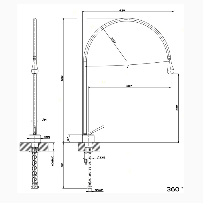 Gessi Goccia смеситель для раковины на 1 отверстие, излив 387мм R=197, цвет: хром - Gidratop.ru изображение