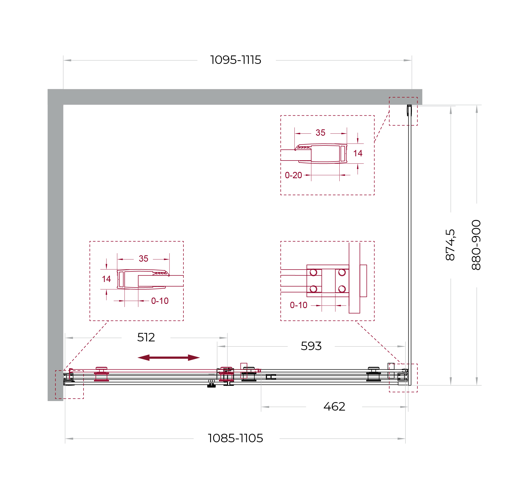 Душевой уголок BelBagno SOFT_CLOSE-2-AH-1-110/90-C-GM - Gidratop.ru изображение