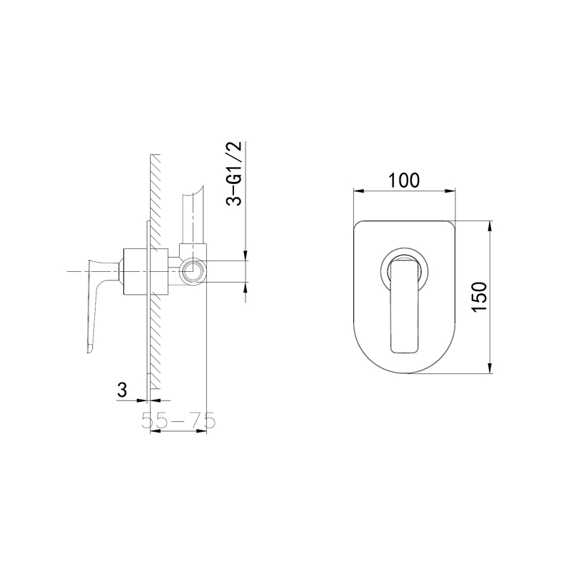 Смеситель для душа встраиваемый WONZON & WOGHAND SHARK, Хром (WW-484700-CR) - Gidratop.ru изображение
