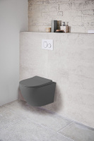 Унитаз подвесной Globo VT1-14SMA безободковый, цвет антрацит мат., ультратонкое сиденье soft-close - Gidratop.ru изображение