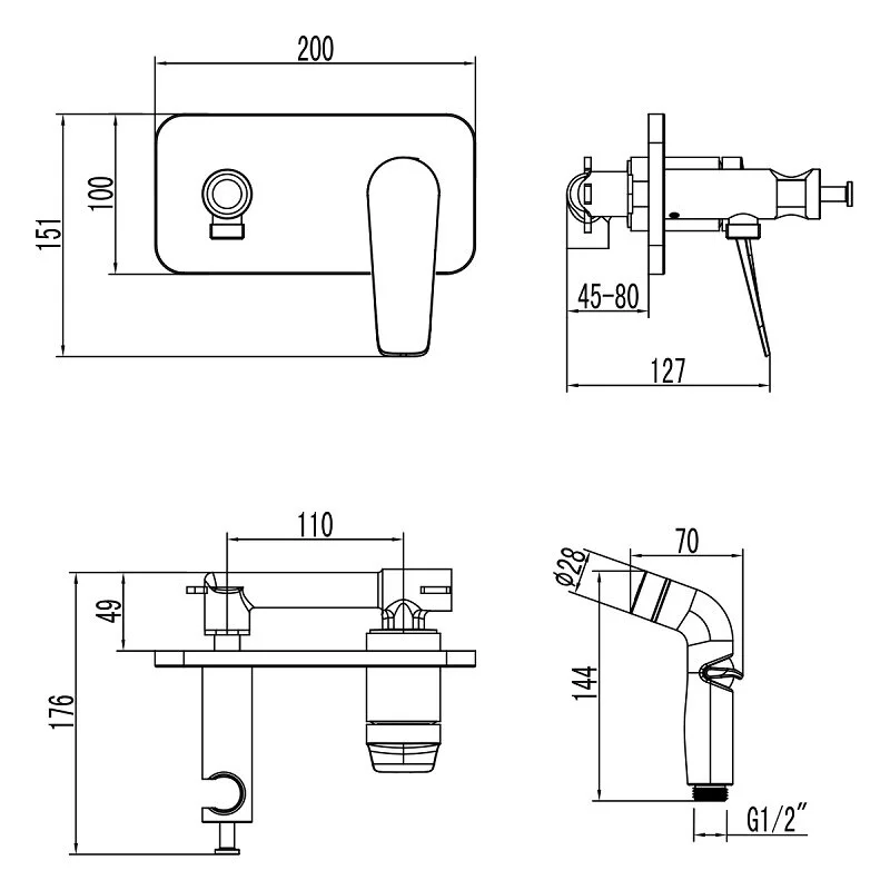 Гигиенический душ Lemark Bronx LM3720BL, со смесителем, черный - Gidratop.ru изображение