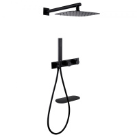 Душевая система ABBER Rund AF8750B скрытого монтажа с изливом, термостат, черная матовая - Gidratop.ru изображение