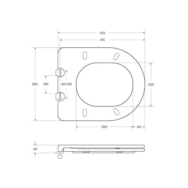 TRE Чаша унитаза подвесного c креплением и сиденьем дюропласт soft close BB8001CHR/SC - Gidratop.ru изображение