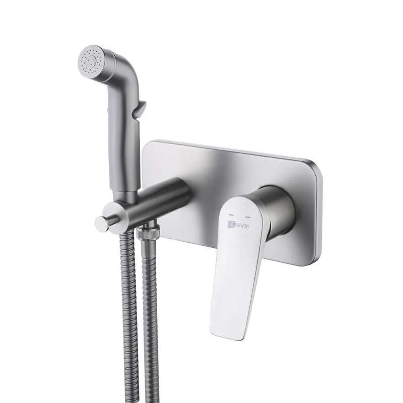 Смеситель Lemark Bronx LM3720GM с гигиеническим душем, встраиваемый, графит - Gidratop.ru изображение
