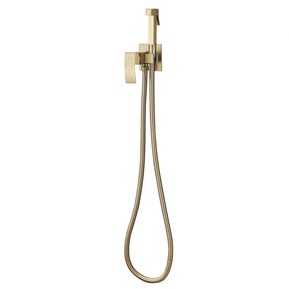Смеситель ABBER Wasserfall AF8625G с гигиеническим душем, золото матовое - Gidratop.ru изображение