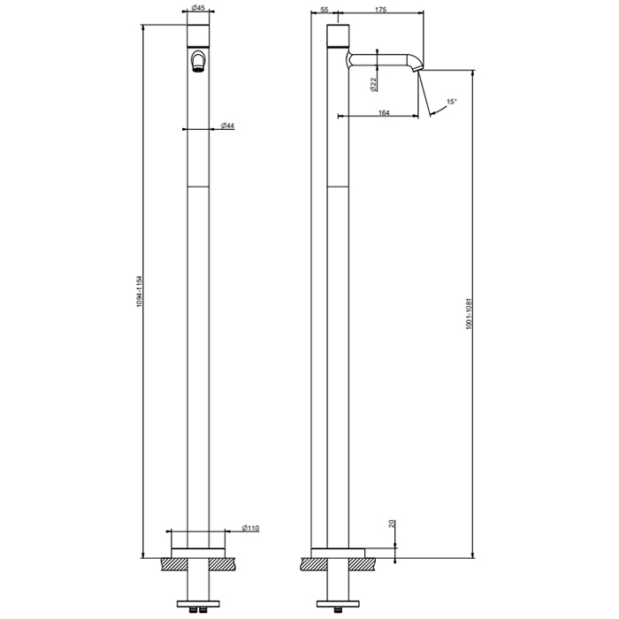 GESSI HABITO UNITO смеситель для раковины напольный, однорычажный, цвет Black Metal PVD - Gidratop.ru изображение