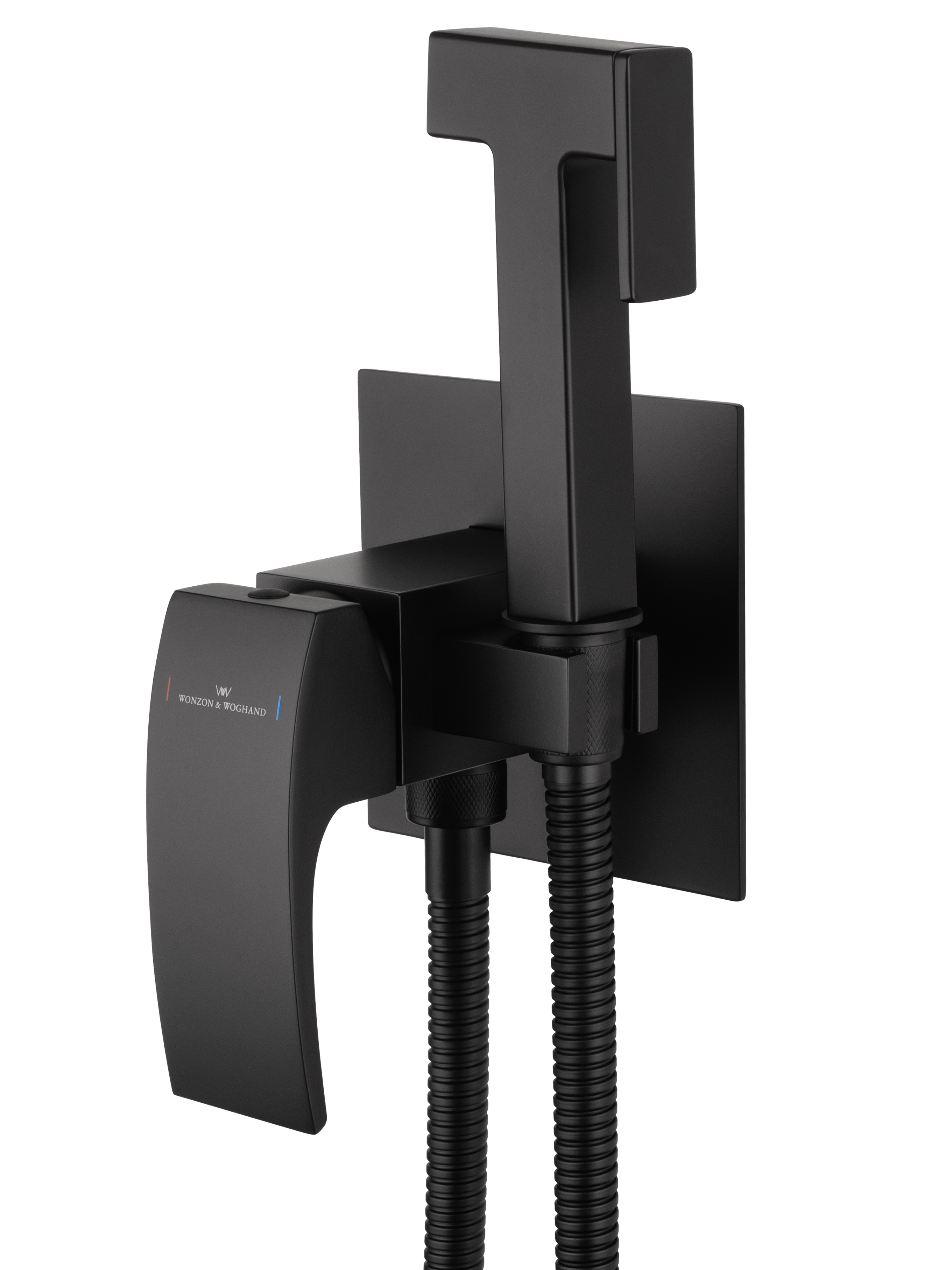 Смеситель с гигиеническим душем встраиваемый WONZON & WOGHAND FIT, Черный матовый (WW- 88829009-MB) - Gidratop.ru изображение