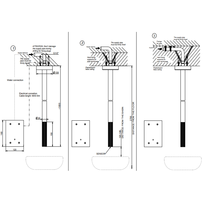 GESSI 316 CESELLO смеситель для раковины потолочный, электронный, внешняя часть, цвет Steel Brushed - Gidratop.ru изображение
