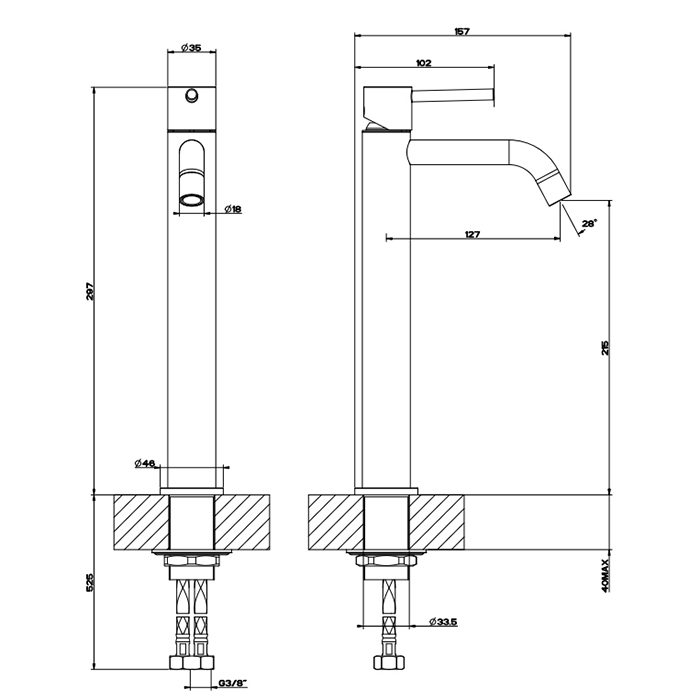 Gessi Emporio Via tortona смеситель для раковины без донного клапана и соединительными шлангами, цвет: Finox Brushed Nickel - Gidratop.ru изображение
