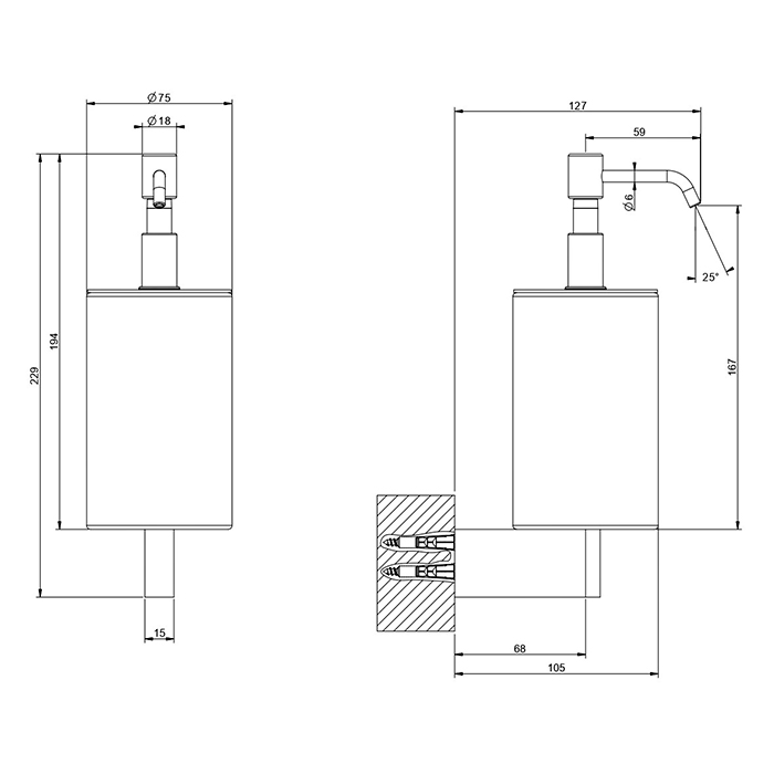 GESSI Origini дозатор для жидкого мыла настенный черный/Black Metal Brushed PVD - Gidratop.ru изображение