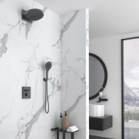 Душевой комплект Inspire VSFW-3I21MT1GM встраиваемый, термостат, двухрежимный, вороненая сталь - Gidratop.ru изображение