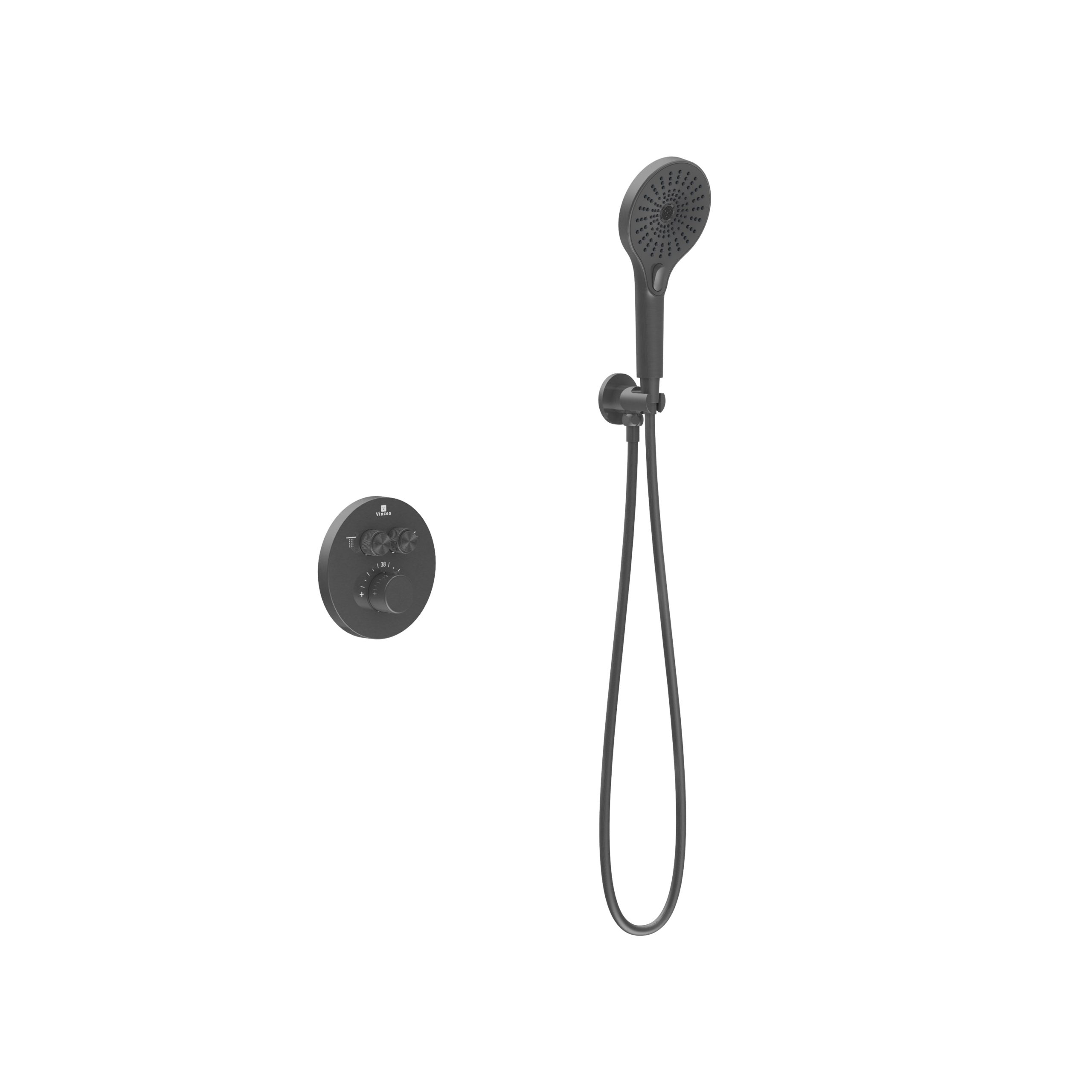 Душевой комплект Inspire VSFW-3I22MT5GM встраиваемый, термостат, двухрежимный, вороненая сталь - Gidratop.ru изображение