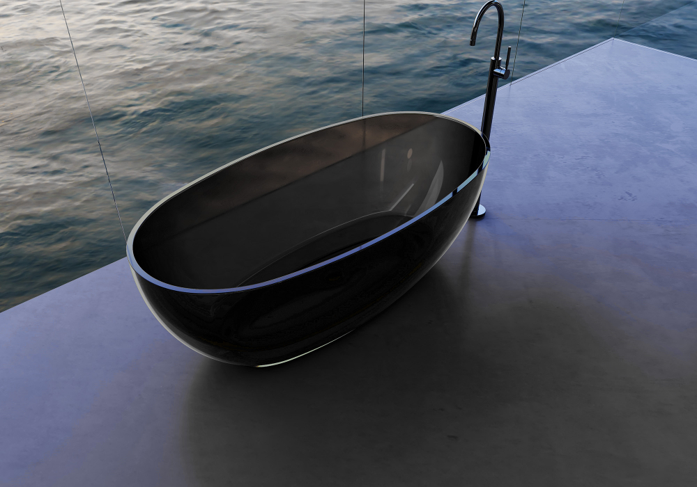 Прозрачная ванна ABBER Kristall AT9703Onyx черная - Gidratop.ru изображение