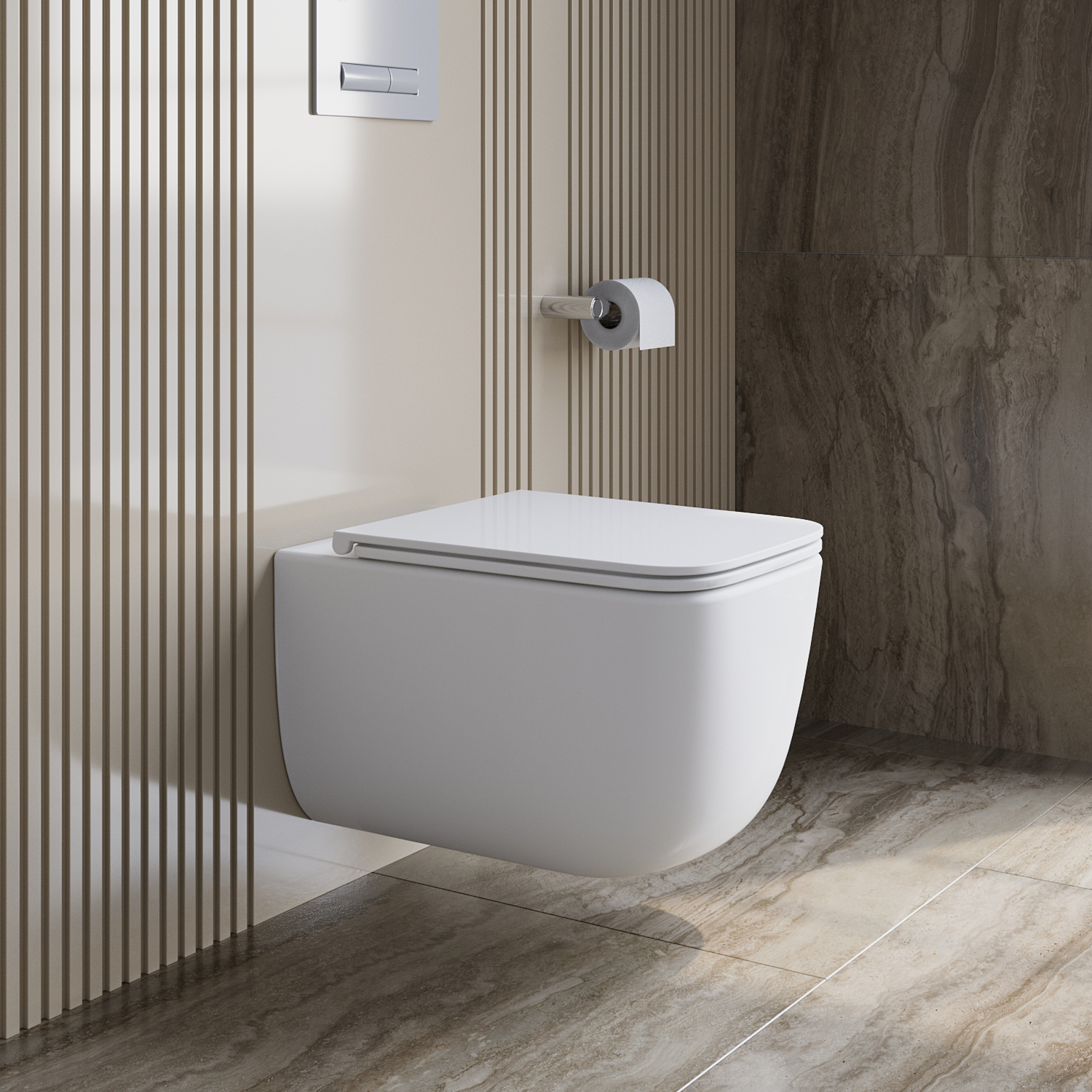 LUCE-TOR Унитаз подвесной безободковый с сиденьем дюропласт soft close, BB076CH-TOR/SC - Gidratop.ru изображение