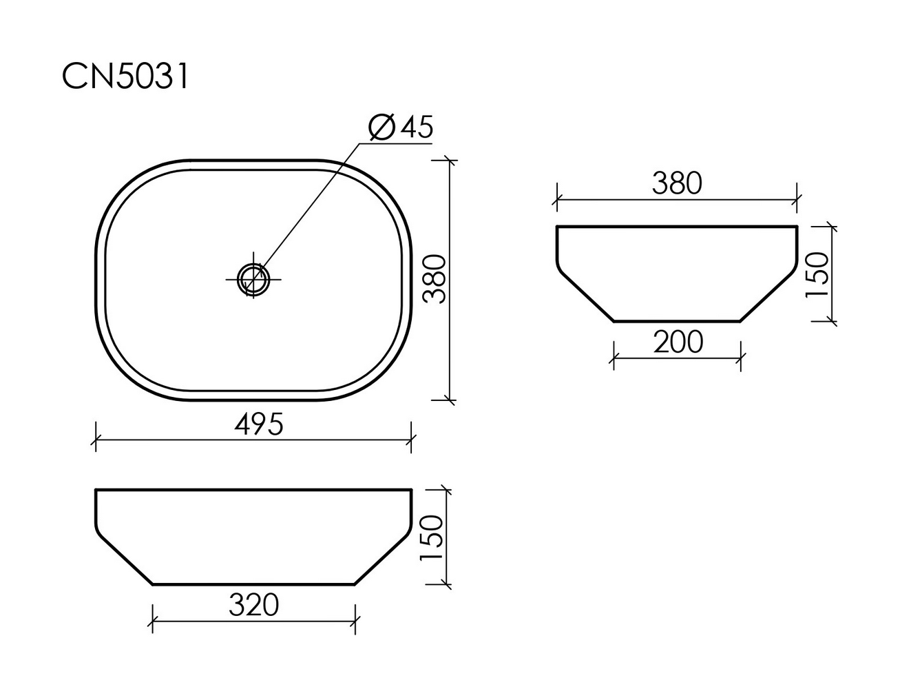 Умывальник чаша накладная прямоугольная Element 500x380x150мм - Gidratop.ru изображение