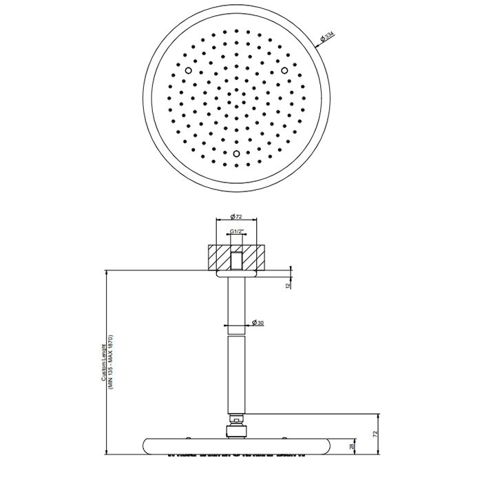 Gessi Goccia верхний душ для потолочного крепления Oslash;306мм с инд.высотой (50-1800мм), цвет: белый - Gidratop.ru изображение