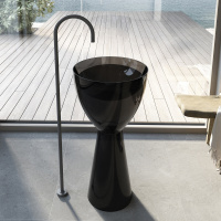 Раковина отдельностоящая прозрачная ABBER Kristall AT2703Onyx черная - Gidratop.ru изображение