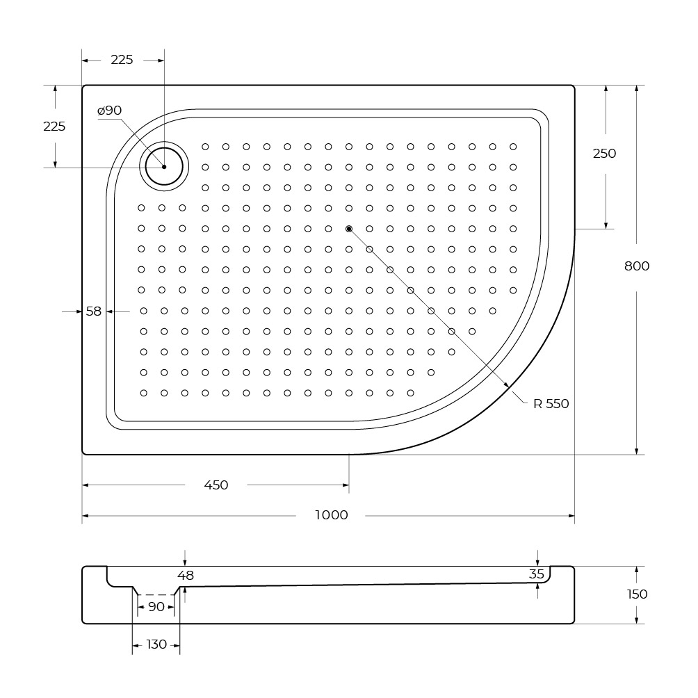 Акриловый поддон BelBagno TRAY-BB-RH-100/80-550-15-W-L - Gidratop.ru изображение