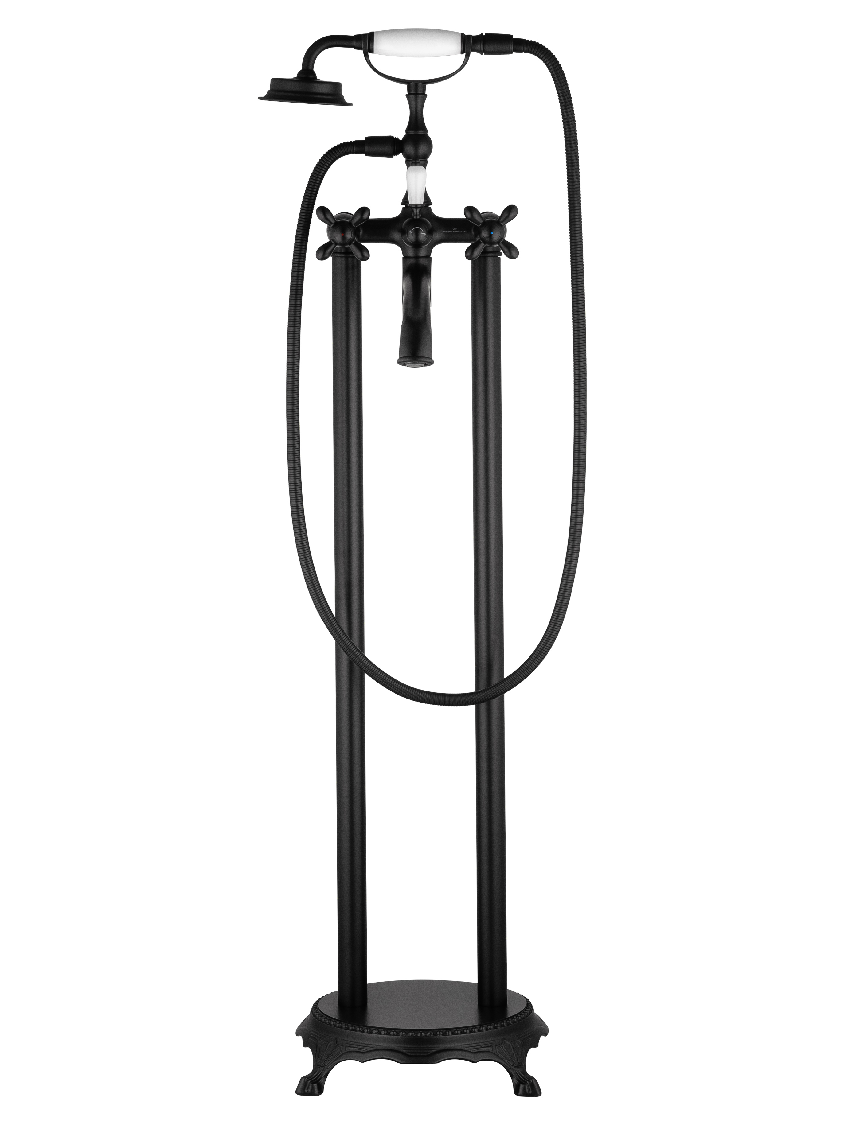 Смеситель для ванны напольного монтажа WONZON & WOGHAND RETRO, Черный матовый (WW-88649020-MB) - Gidratop.ru изображение