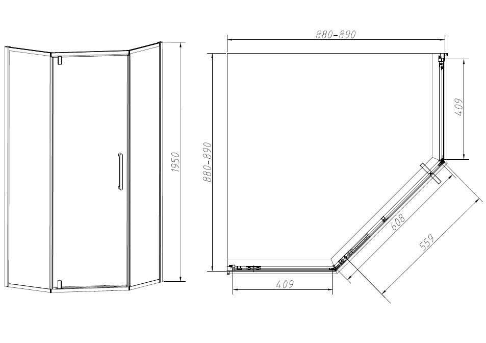 Душевой уголок Slim-N VSP-4SN900CL, 900*900, хром, стекло прозрачное - Gidratop.ru изображение