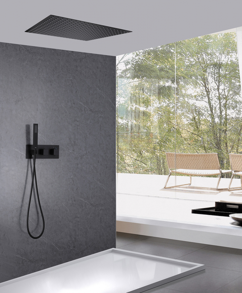 Душевая система ABBER Daheim AF8255B скрытого монтажа без излива, термостат, черная матовая - Gidratop.ru изображение