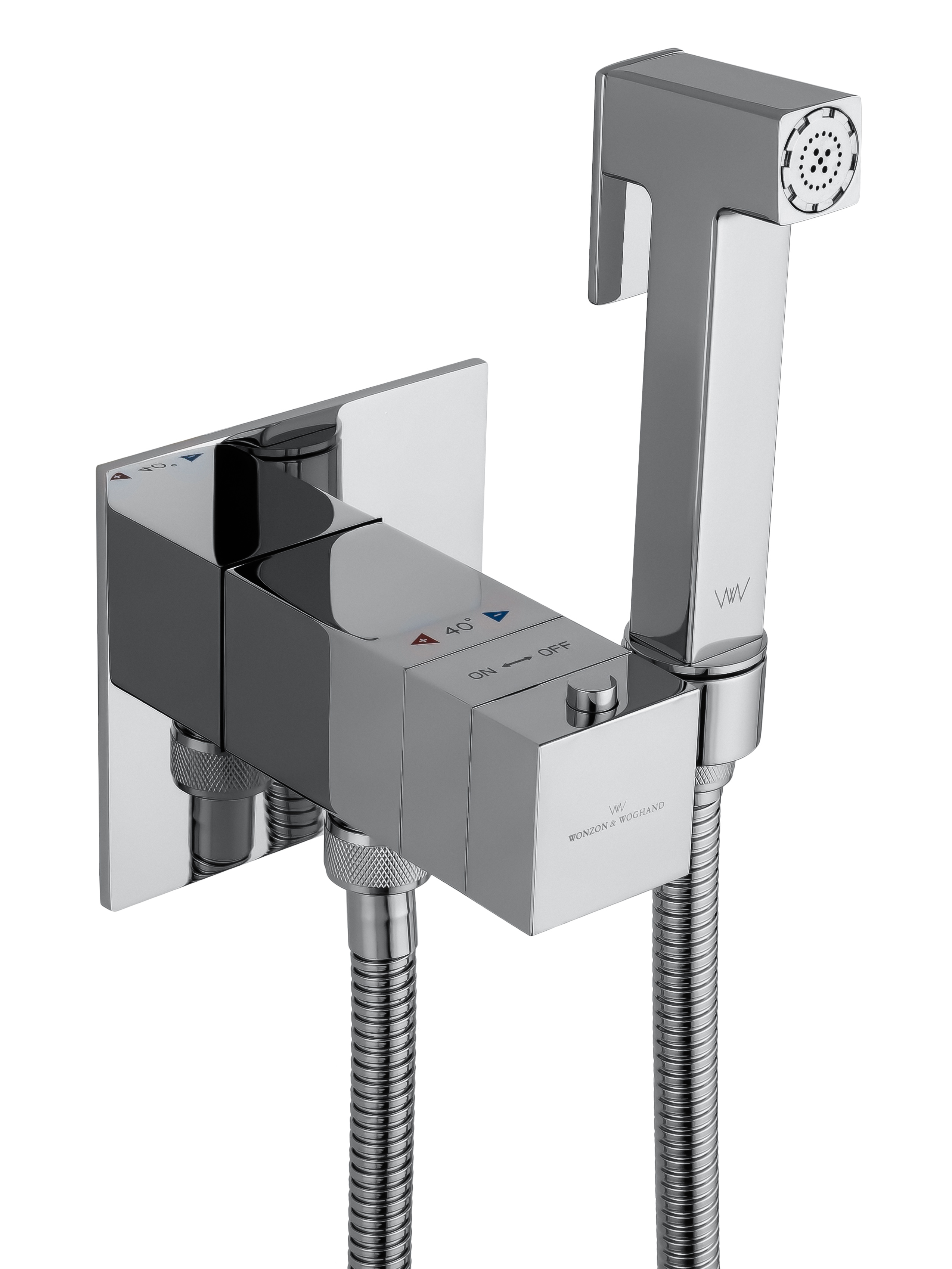 Смеситель с гигиеническим душем и термостатом встраиваемый WONZON & WOGHAND, Хром (WW-88829910-CR) - Gidratop.ru изображение